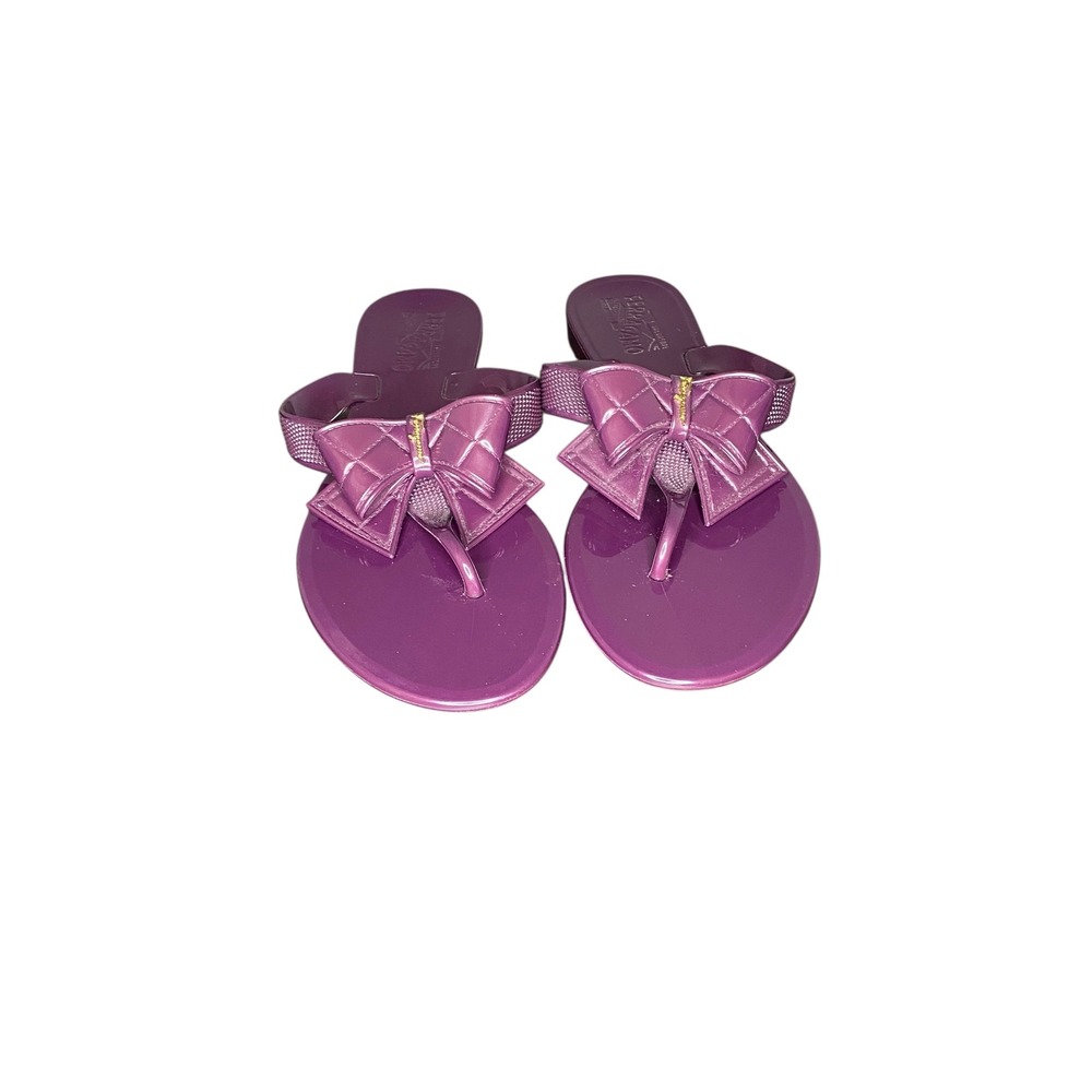 Salvatore Ferragamo Purple Bow Thong Sandals